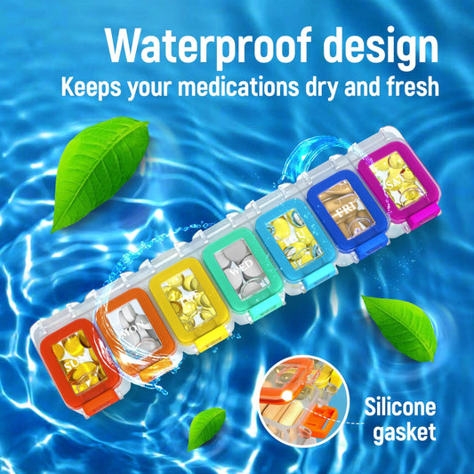 Waterproof Weekly Pill Box – Large 7 Day Medicine Organizer